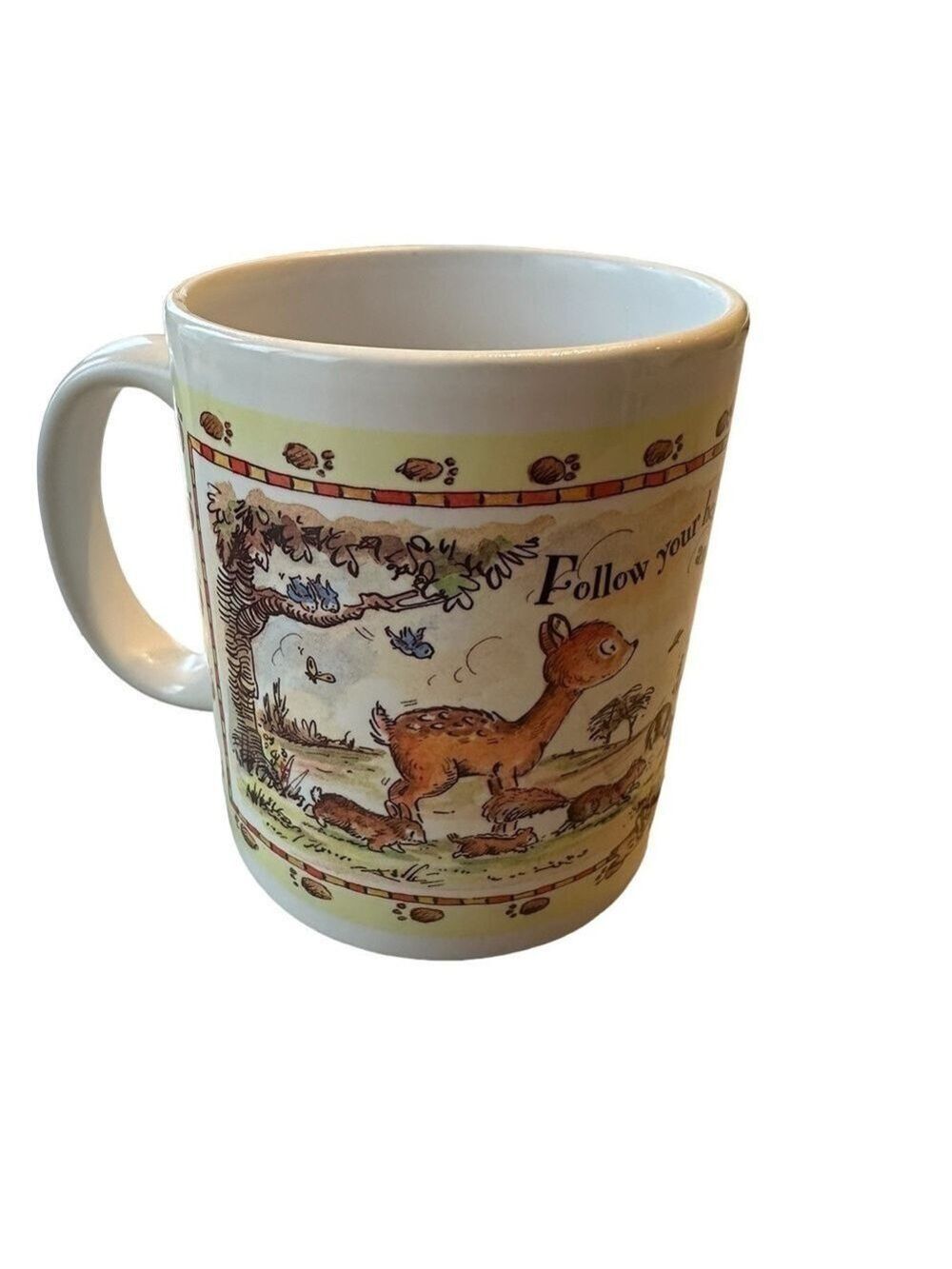 Leanin tree Vintage coffee mug Michael Abram’svfollow your heart animals 1997